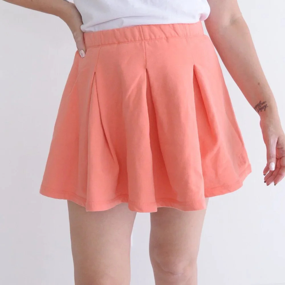 Monrow 90's Classic Peach Pleated Skater Mini Tennis Skirt Small NWT
